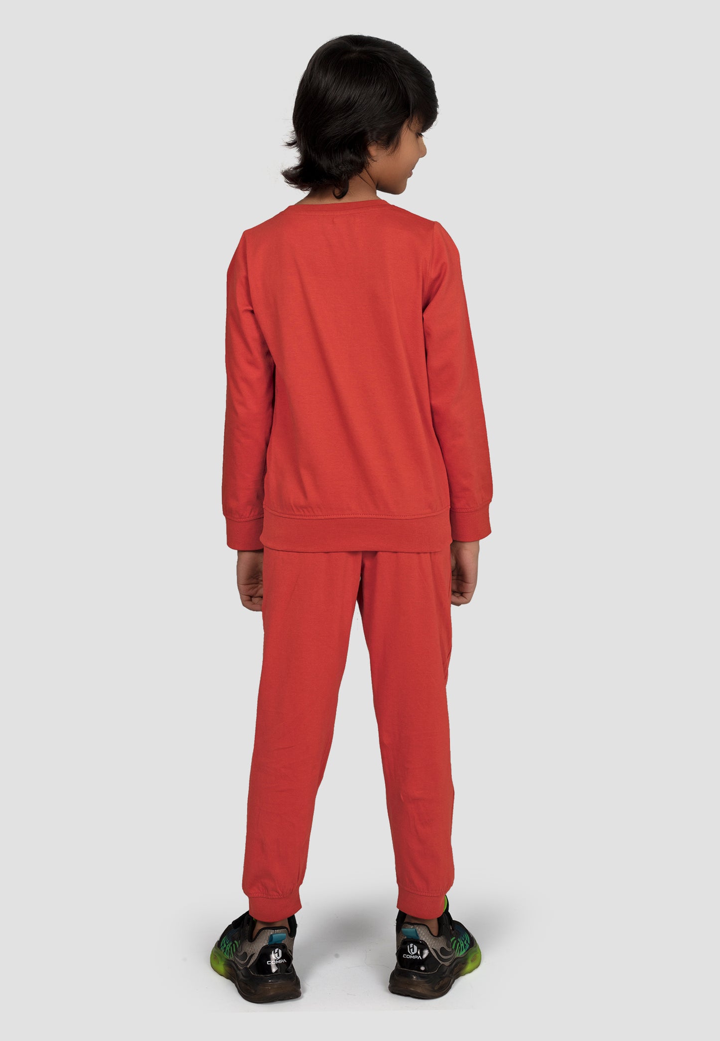 Kantara Tresnova Cotton Knit Full Sleeves Antimicrobial Finish Tiger Printed Coordinating T-shirt And Joggers Set-Orange