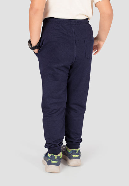 Tresnova Cotton Knit Full Sleeves Antimicrobial Finish Athletic Printed Jogger Track Pant -Navyblue