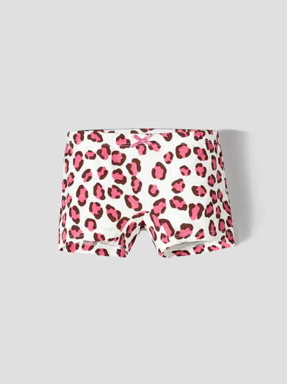 Girls’ Soft Leopard Print Cotton Lycra Boxer Briefs/Panties | Kids Underwear with Anti-Microbial Finish & Smart Waistband Technology - Pack of 3