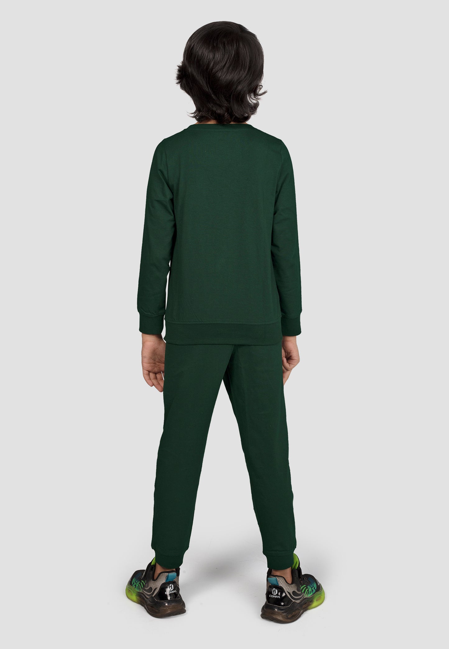 Kantara Tresnova Cotton Knit Full Sleeves Antimicrobial Finish Root Printed Coordinating T-shirt And Joggers Set-Green