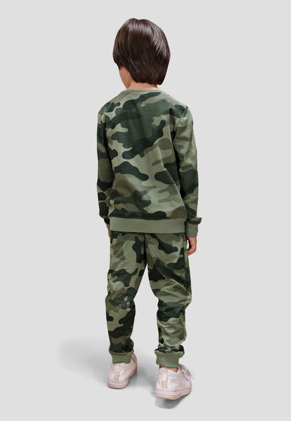 Tresnova Cotton Knit Full Sleeves Antimicrobial Finish Champion Printed Coordinating T-shirt And Joggers Set-Camouflage