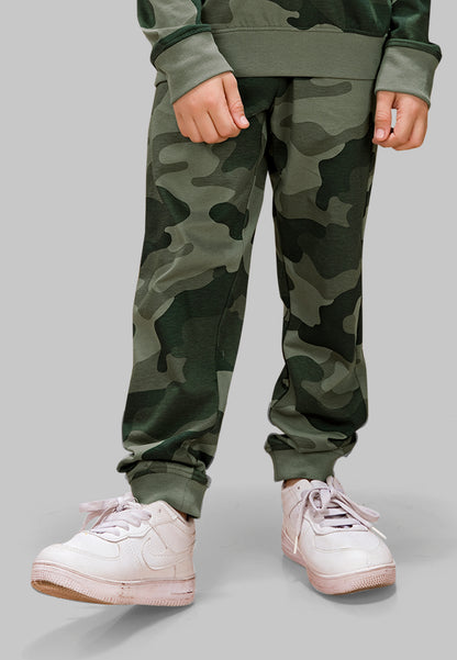 Tresnova Cotton Knit Full Sleeves Antimicrobial Finish Camouflage Printed Jogger Track Pants ( Pack of 2)-Olive Green, Orange