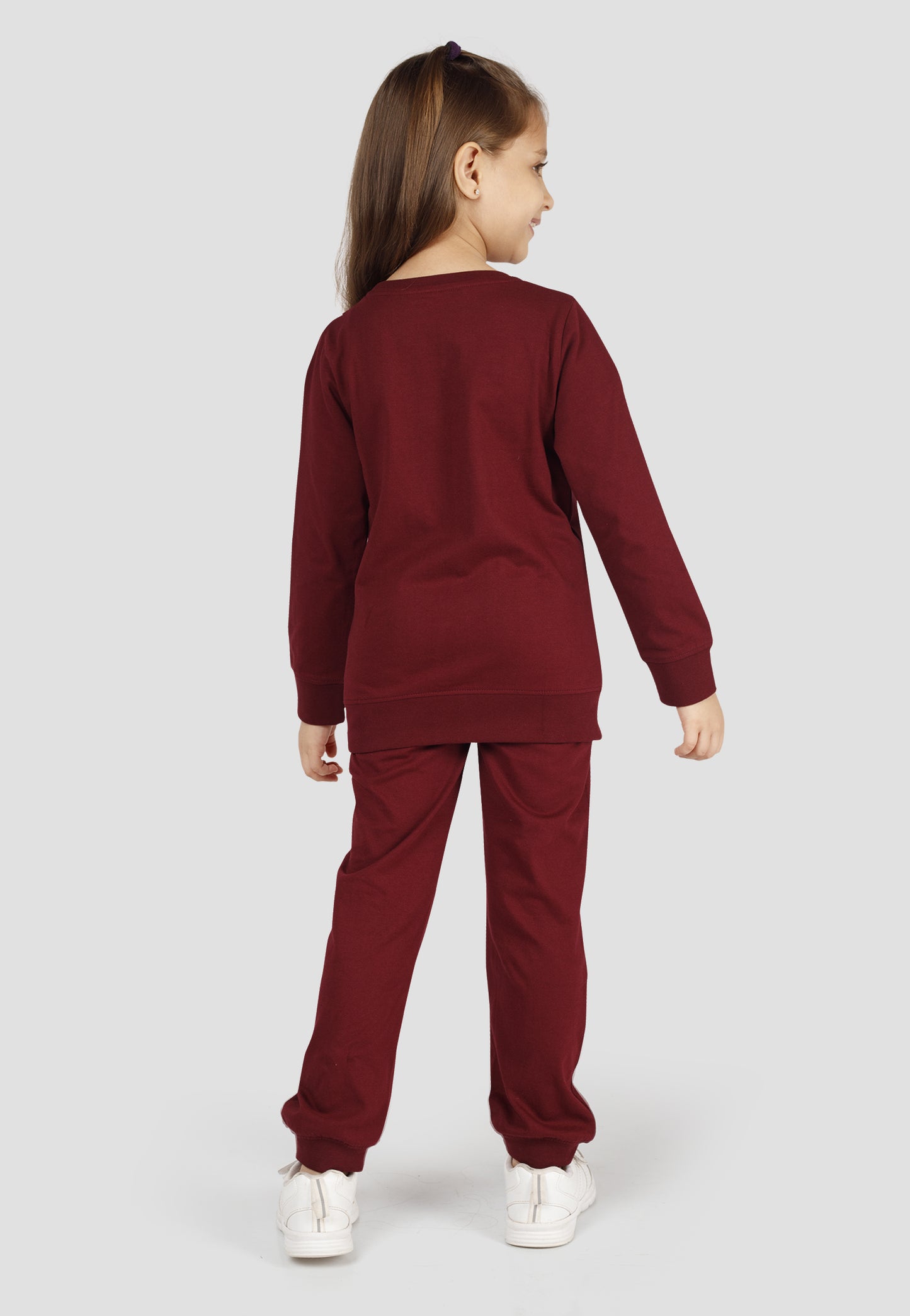 Tresnova Cotton Knit Full Sleeves Antimicrobial Finish Text Printed Coordinating T-shirt And Joggers Set-Burgundy