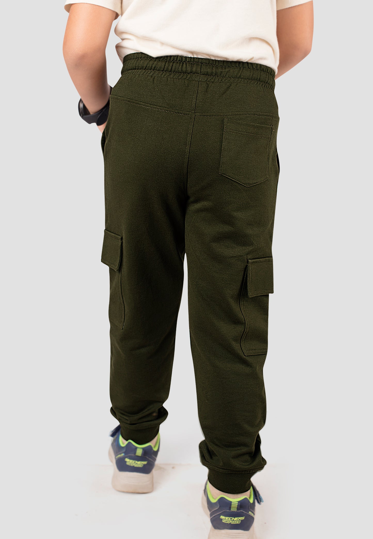 Tresnova Cotton Knit Full Sleeves Antimicrobial Finish Cargo Jogger Track Pant -Olivegreen