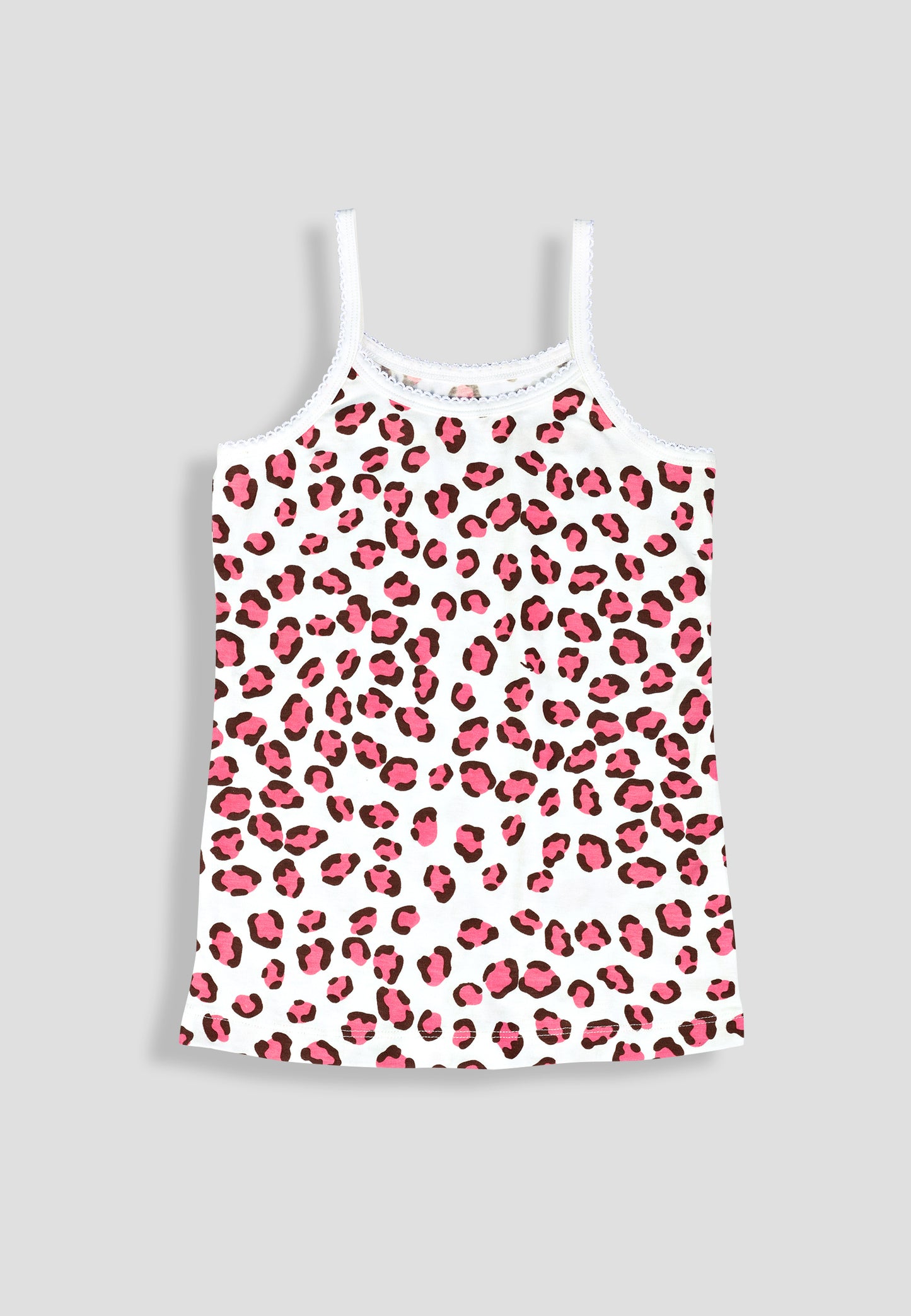 Girls Leopard Print Camisoles/Vest Top – Soft, Anti-Microbial Cotton Lycra  Underwear for Kids - Pack of 3