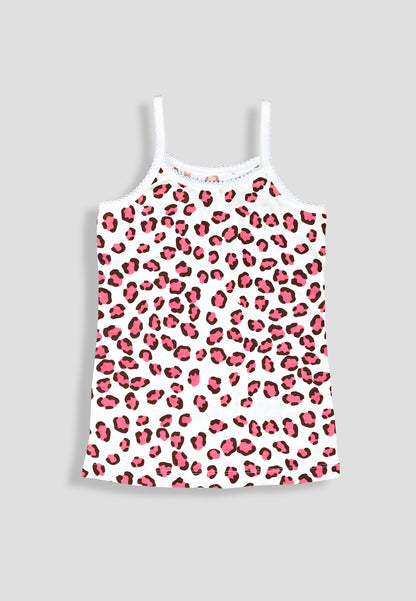 Girls Leopard Print Camisoles/Vest Top – Soft, Anti-Microbial Cotton Lycra  Underwear for Kids - Pack of 3
