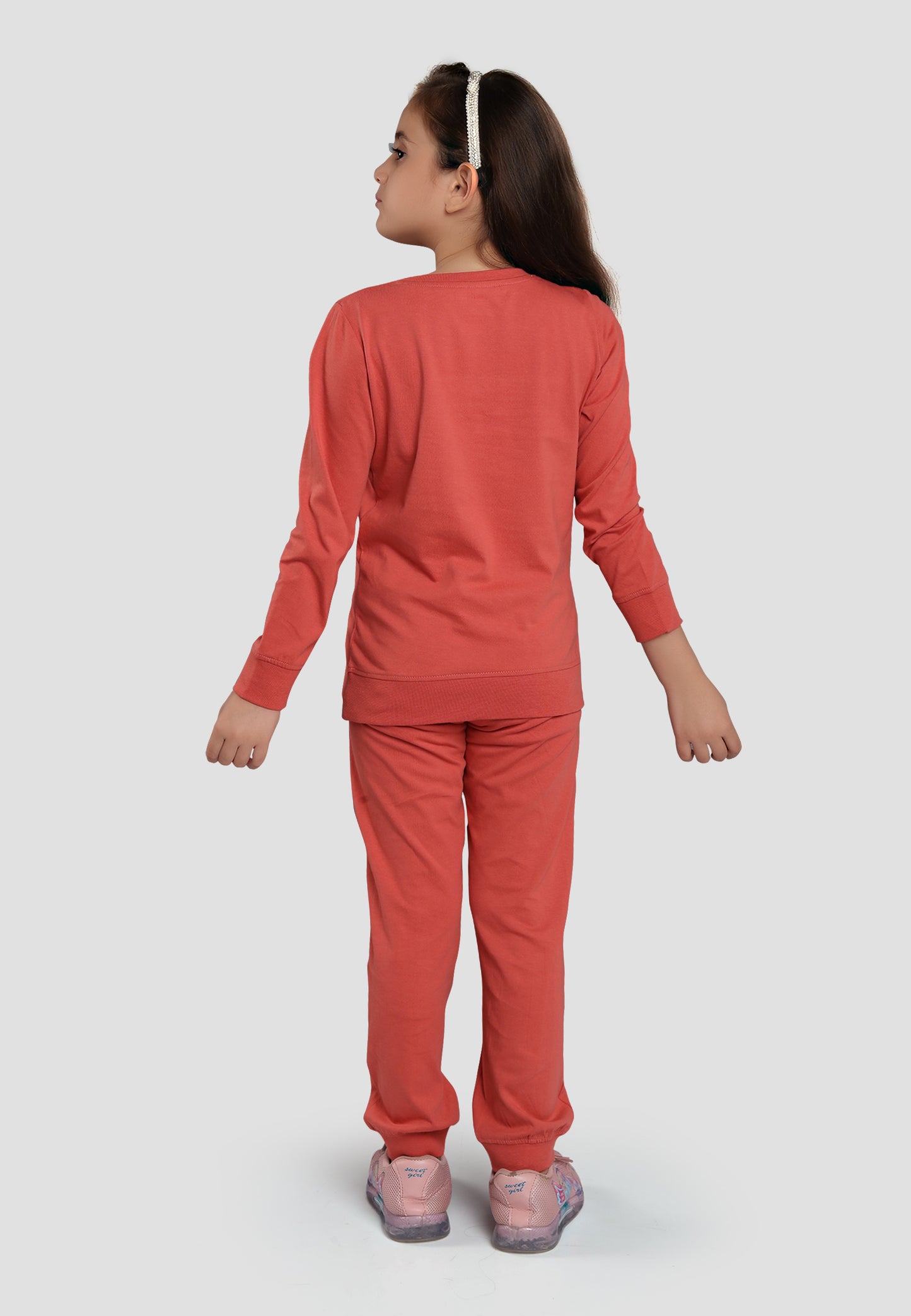 Kantara Tresnova Cotton Knit Full Sleeves Antimicrobial Finish Floral Printed Coordinating T-shirt And Joggers Set-Pink