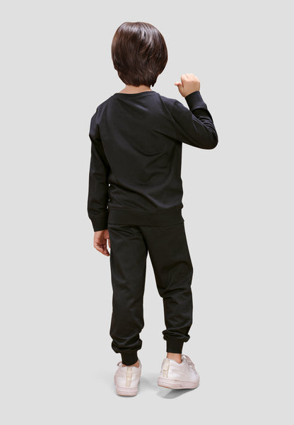 Tresnova Cotton Knit Full Sleeves Antimicrobial Finish Tiger Printed Coordinating T-shirt And Joggers Set-Black