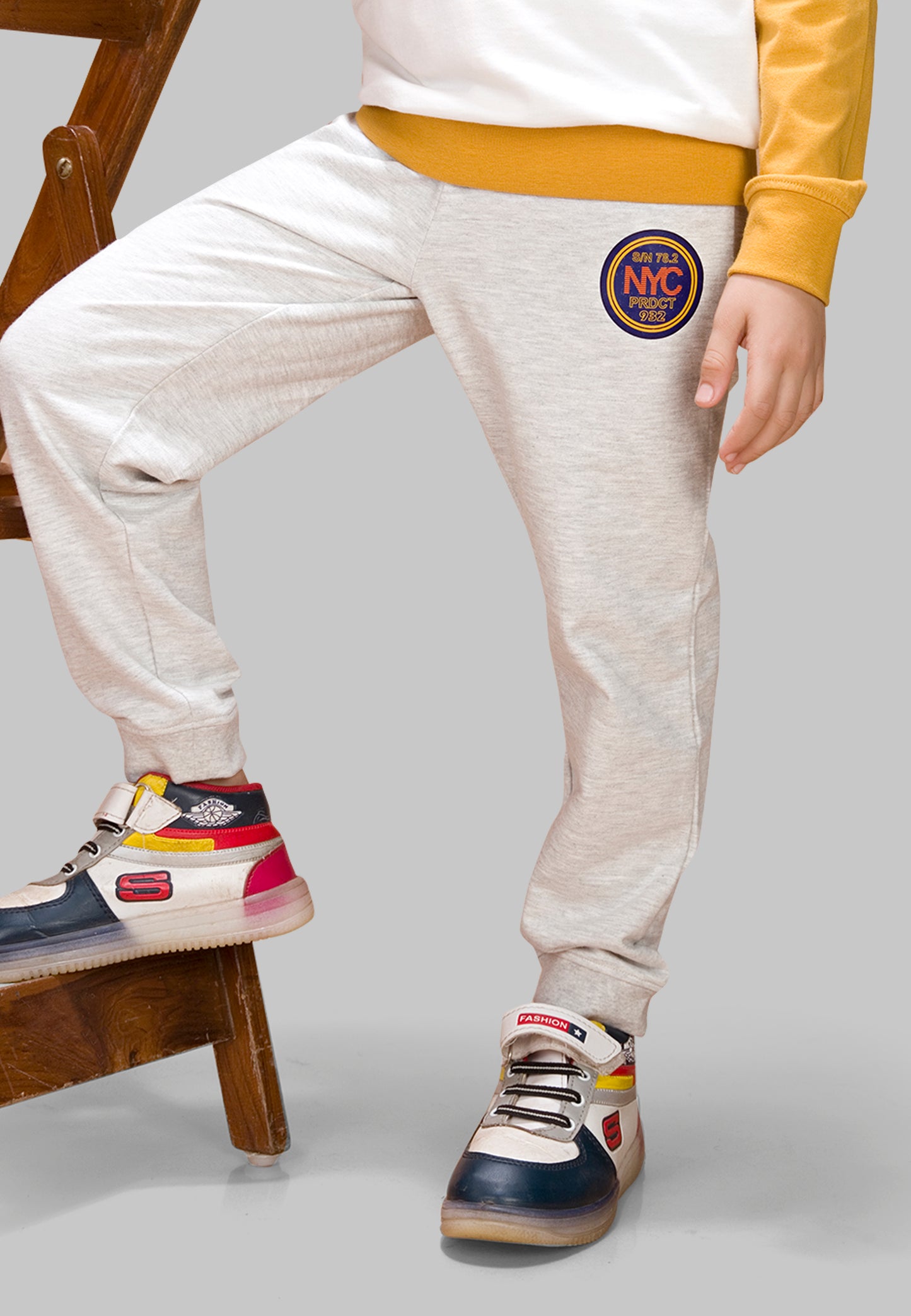 Tresnova Cotton Knit Full Sleeves Antimicrobial Finish Newyork Printed Jogger Track Pants ( Pack of 2)- Grey,Navy Blue