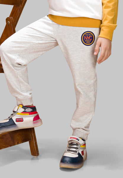 Tresnova Cotton Knit Full Sleeves Antimicrobial Finish Newyork Printed Jogger Track Pants ( Pack of 2)- Grey,Navy Blue