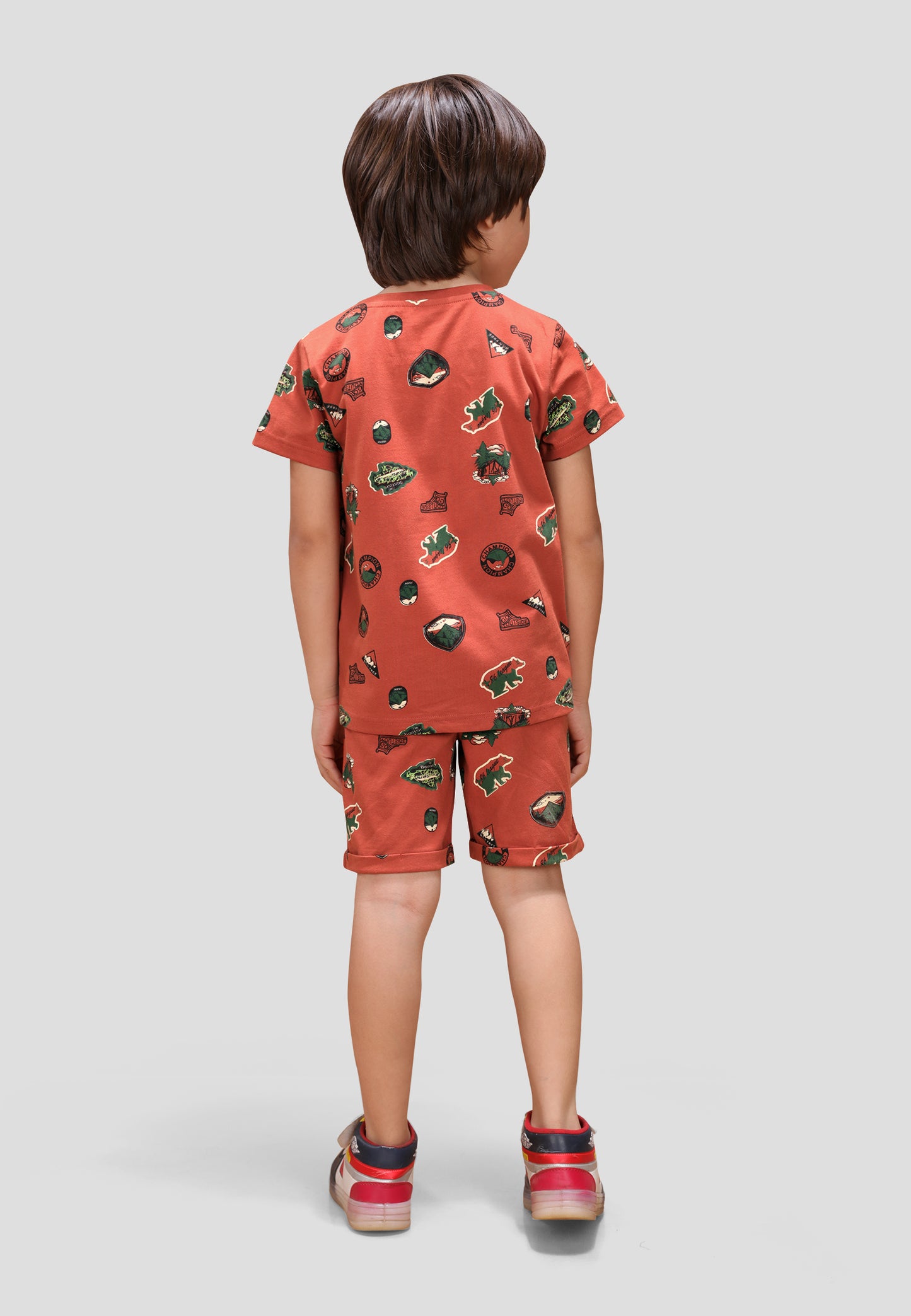 Boys' Jungle Print Nightwear Set/Nightsuit – Soft, Anti-Microbial Cotton Co-ords | Pyjama Shorts Set for Kids