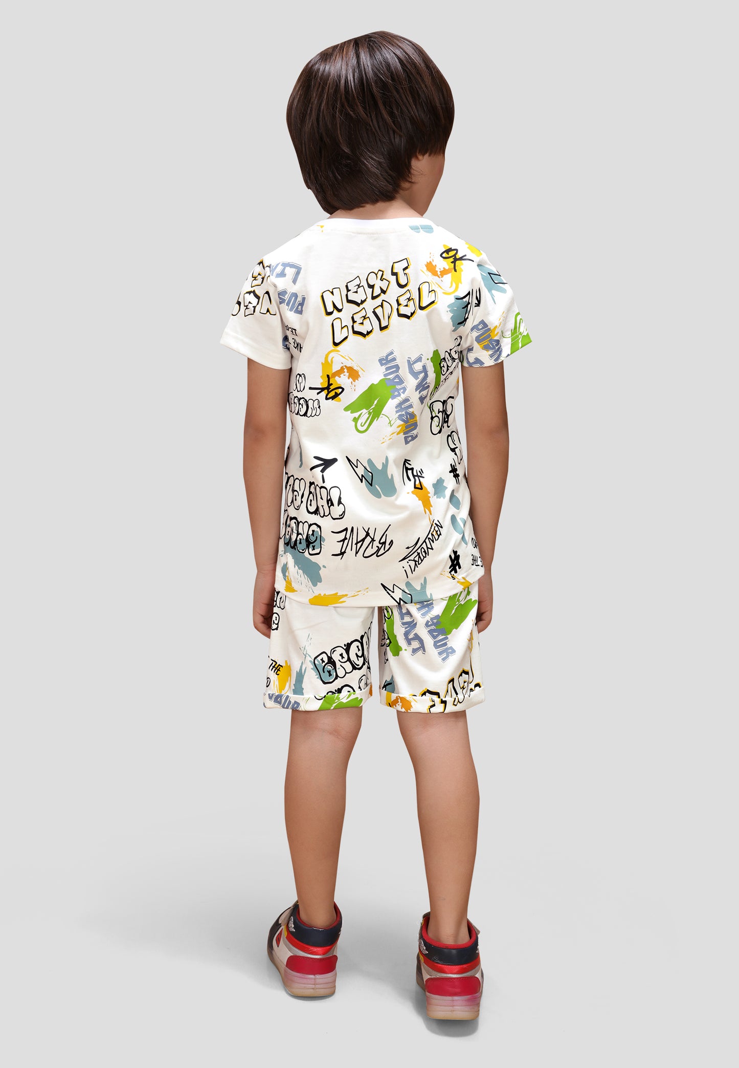 Boys' Graffiti Print Nightwear Set/Nightsuit – Soft, Anti-Microbial Cotton Co-ords | Pyjama Shorts Set for Kids