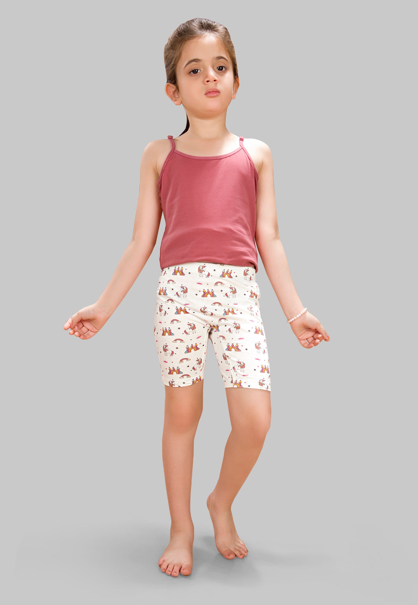 Girls Unicorn Cycling Shorts - Soft, Anti-Microbial & Smart Waistband Technology - Cotton Lycra | Girls' Inner Shorts, Athletic & Biker Shorts for Kids - Pack of 3