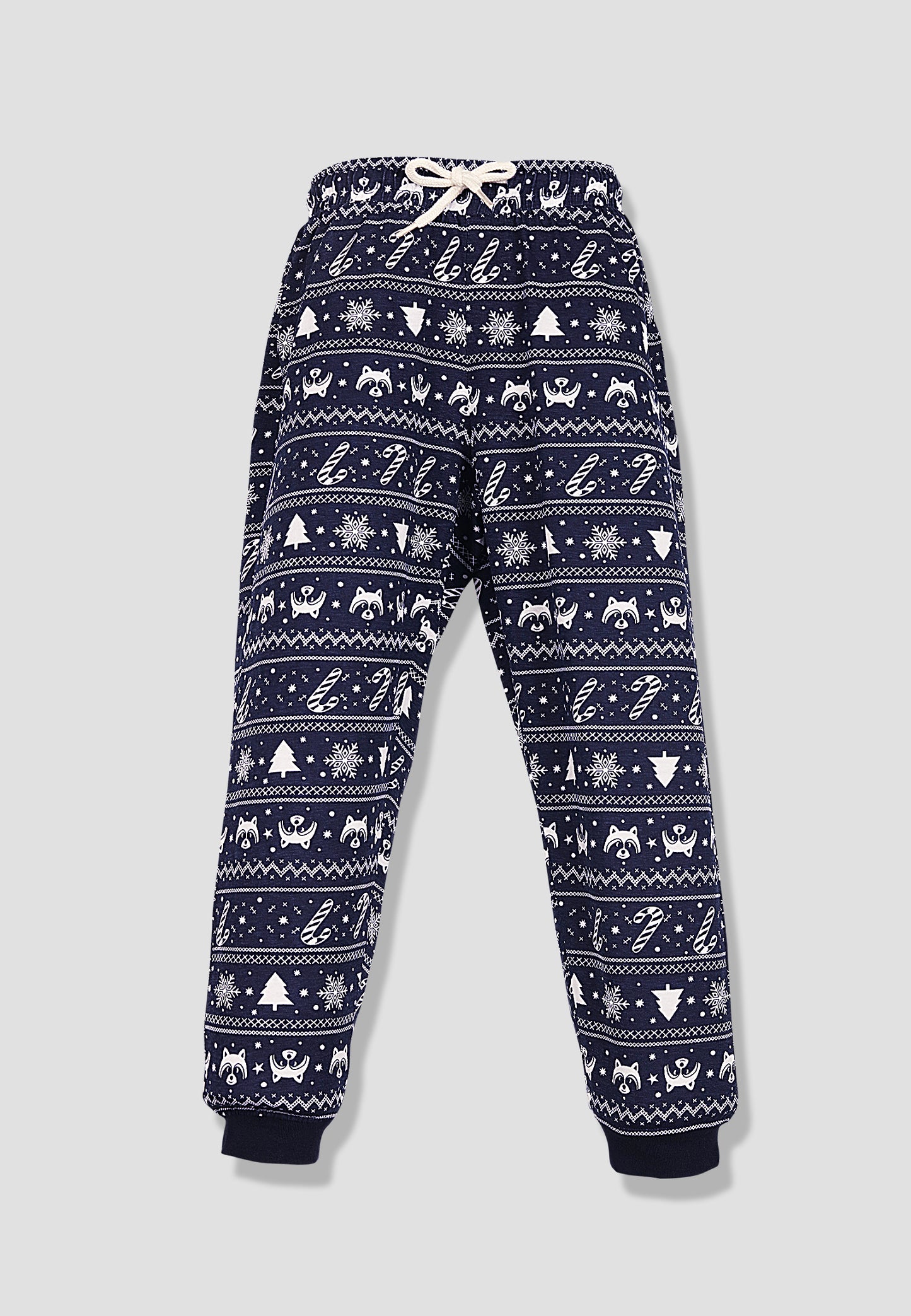 Tresnova Cotton Knit Full Sleeves Antimicrobial Finish Animal Printed Coordinating T-shirt And Joggers Set-Navyblue