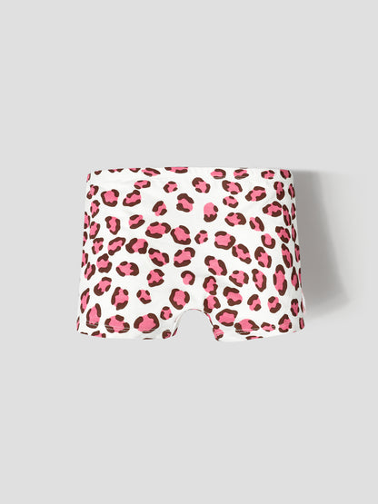 Girls’ Soft Leopard Print Cotton Lycra Boxer Briefs/Panties | Kids Underwear with Anti-Microbial Finish & Smart Waistband Technology - Pack of 3
