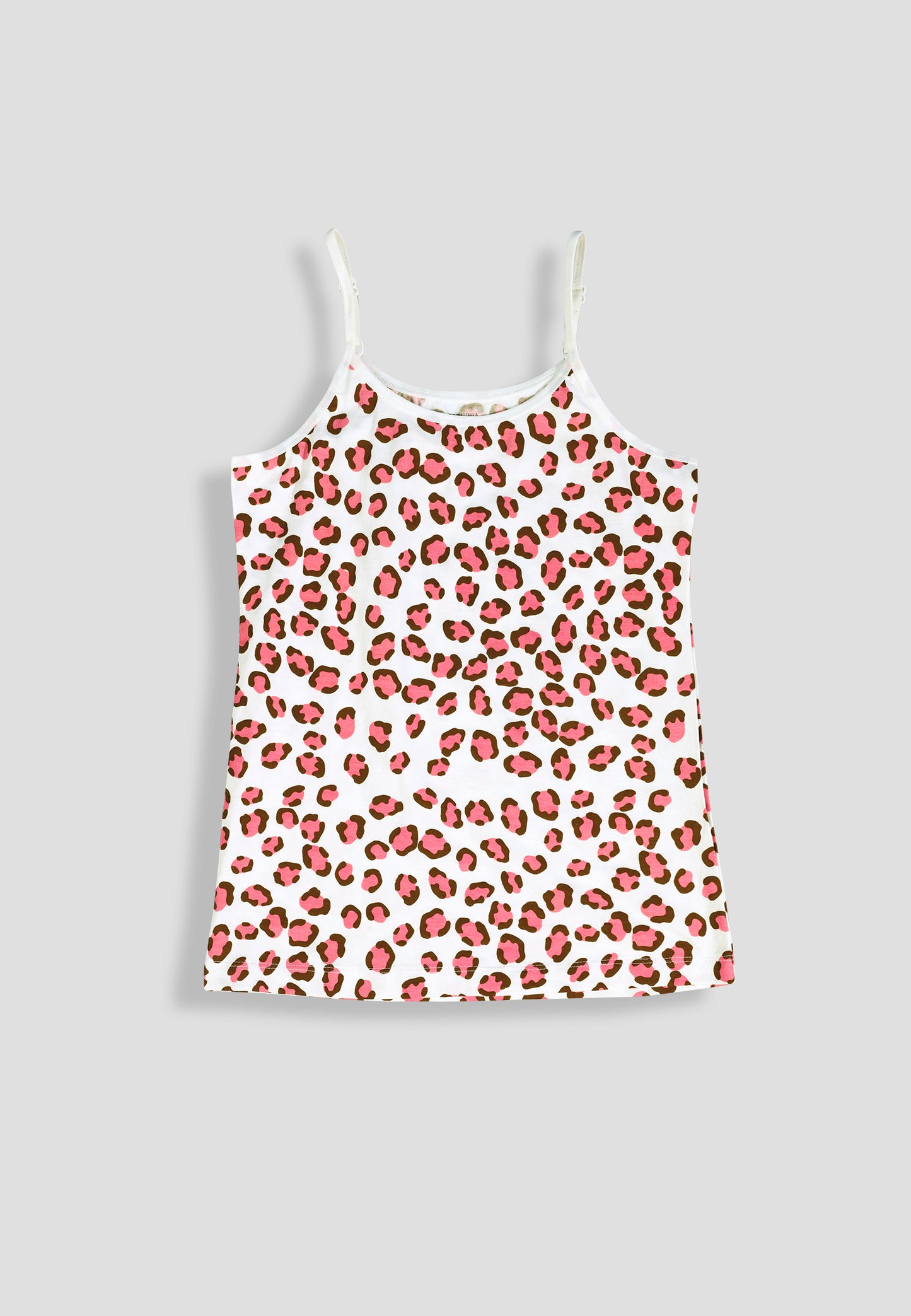 Girls Leopard Print Camisoles/Vest Top – Soft, Anti-Microbial Cotton Lycra Underwear for Kids - Pack-of-3