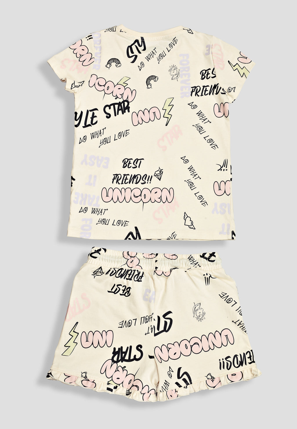 Soft Cotton Short Sets for Girls ( 1 Set) |  Anti-Bacterial Chemical Free Nightwear | Ages 2-16Y