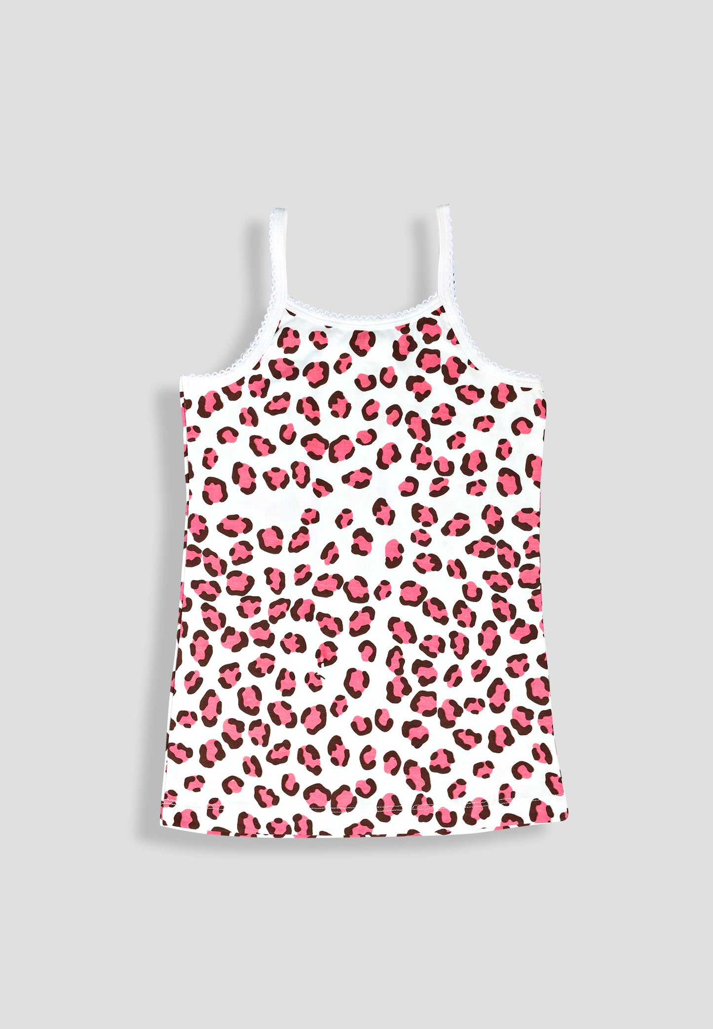 Girls Leopard Print Camisoles/Vest Top – Soft, Anti-Microbial Cotton Lycra  Underwear for Kids - Pack of 3
