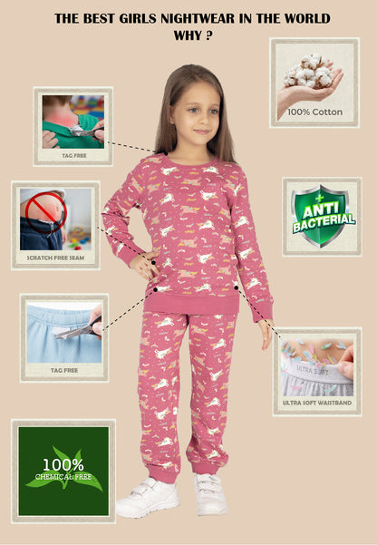 Tresnova Cotton Knit Half Sleeves Antimicrobial Finish Floral Printed Coordinating T-shirt And Joggers Set-Pink