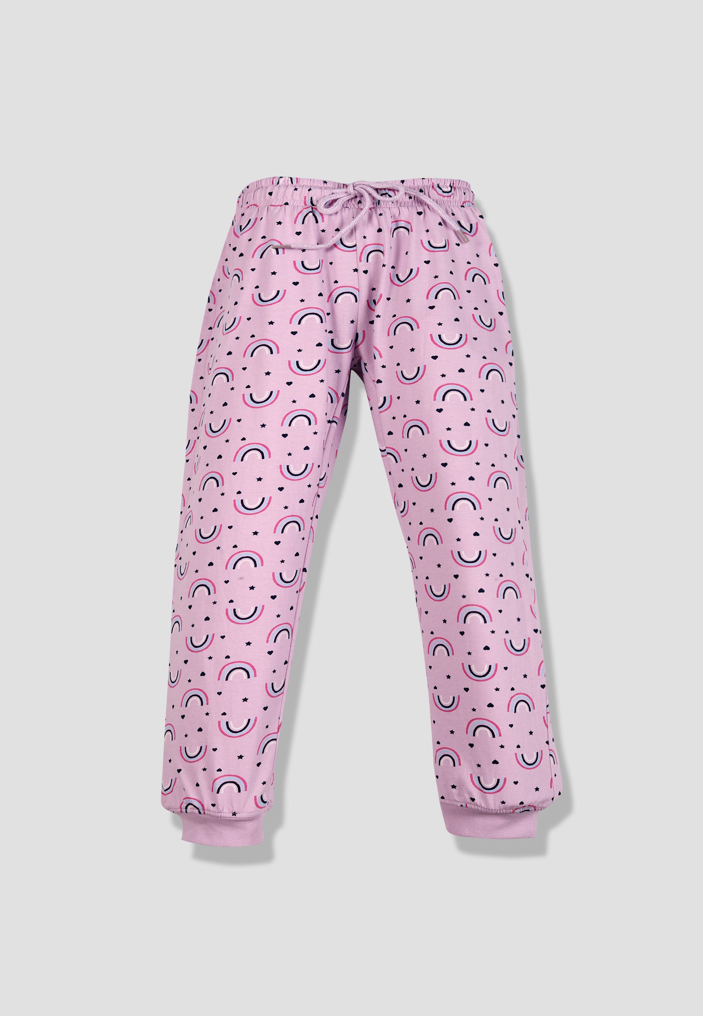 Tresnova Cotton Knit Full Sleeves Antimicrobial Finish Rainbow Printed Coordinating T-shirt And Joggers Set-Purple