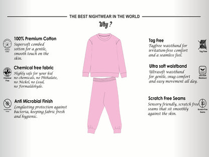 Kantara Tresnova Cotton Knit Full Sleeves Antimicrobial Finish Floral Printed Coordinating T-shirt And Joggers Set-Pink