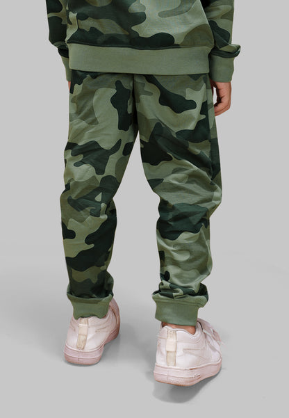 Tresnova Cotton Knit Full Sleeves Antimicrobial Finish Camouflage Printed Jogger Track Pants ( Pack of 2)-Olive Green, Orange