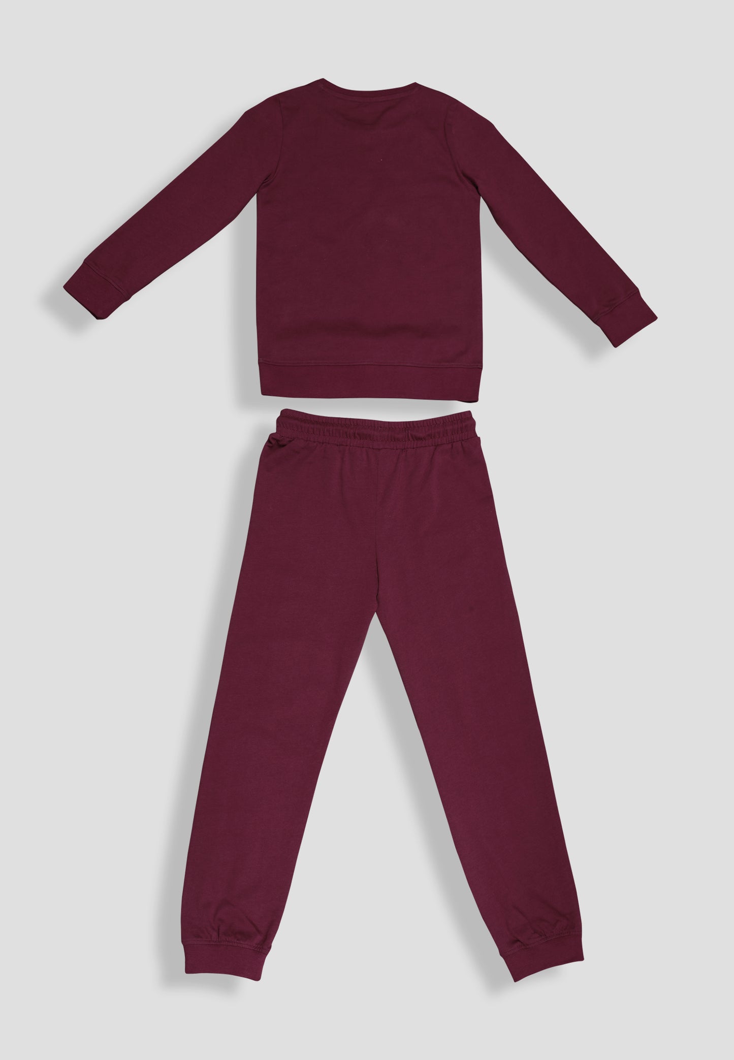Tresnova Cotton Knit Full Sleeves Antimicrobial Finish Unicorn Printed Coordinating T-shirt And Joggers Set-Burgundy