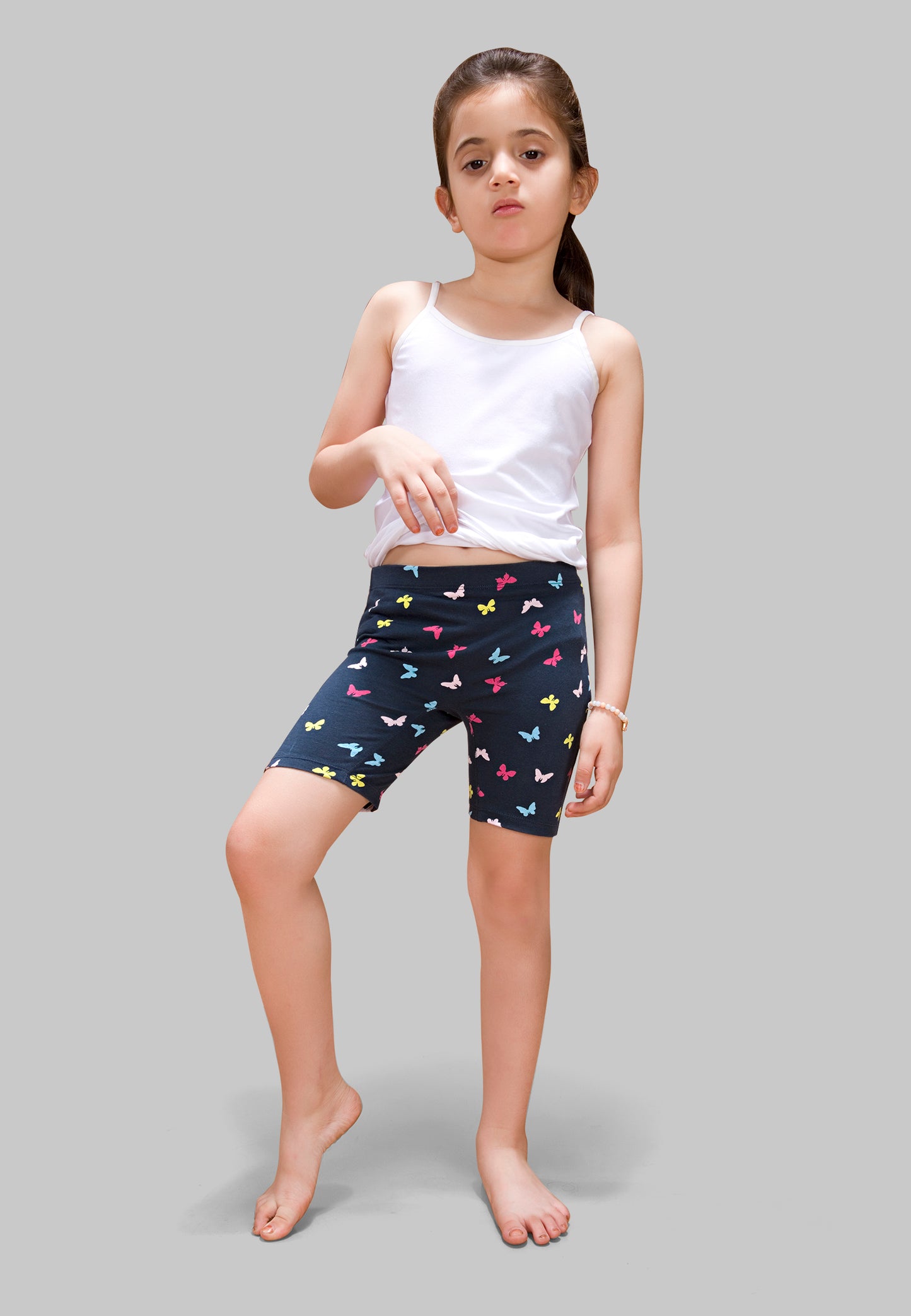 Girls Butterfly Cycling Shorts - | Soft, Anti-Microbial & & Smart Waistband Technology - Cotton Lycra | Girls' Inner Shorts, Athletic & Biker Shorts for Kids - Pack of 3