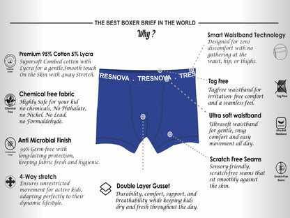 Boys’ Soft Football Print Cotton Boxer Briefs | Kids Underwear with Anti-Microbial Finish & Smart Waistband Technology - Pack of 3