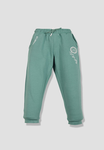 Tresnova Cotton Knit Full Sleeves Antimicrobial Finish Champion Printed Jogger Track Pant -Green