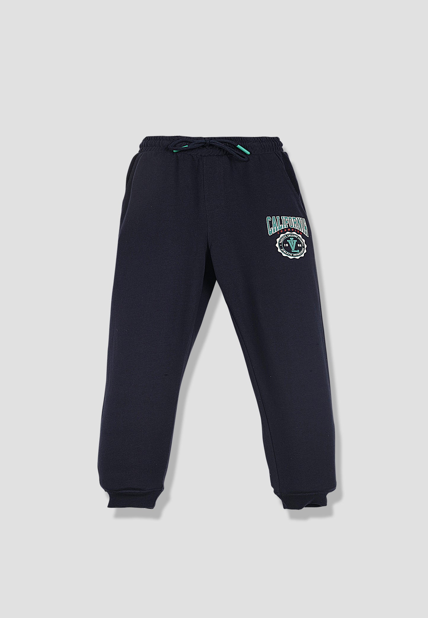 Tresnova Cotton Knit Full Sleeves Antimicrobial Finish Athletic Printed Jogger Track Pant -Navyblue