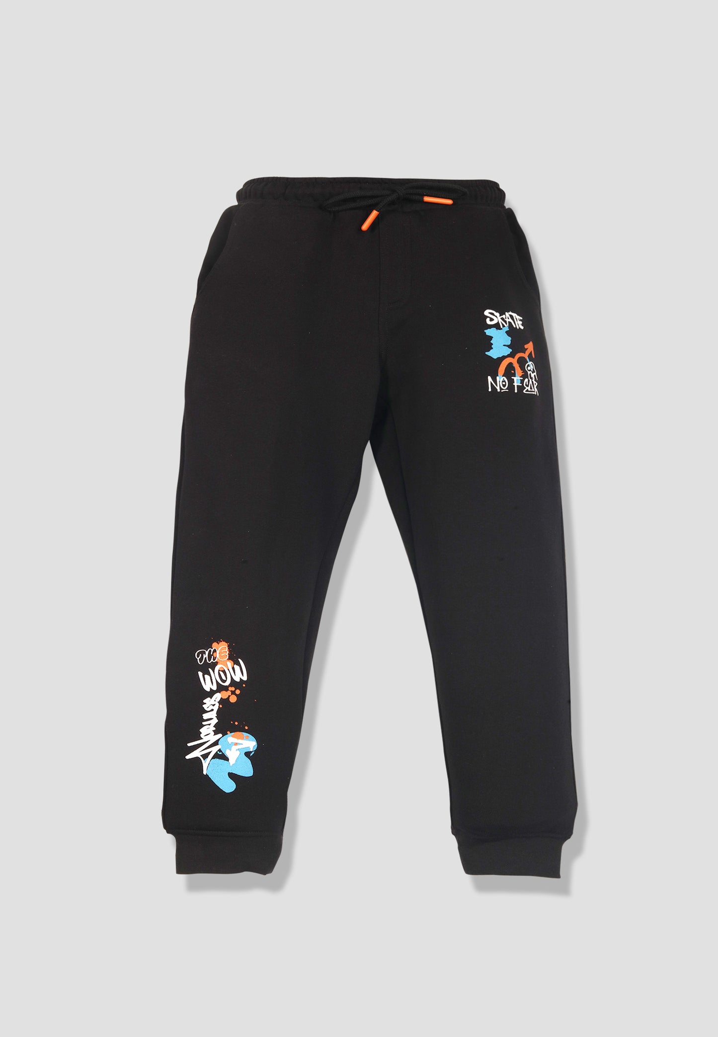 Tresnova Cotton Knit Full Sleeves Antimicrobial Finish Graffiti Printed Jogger Track Pant -Black