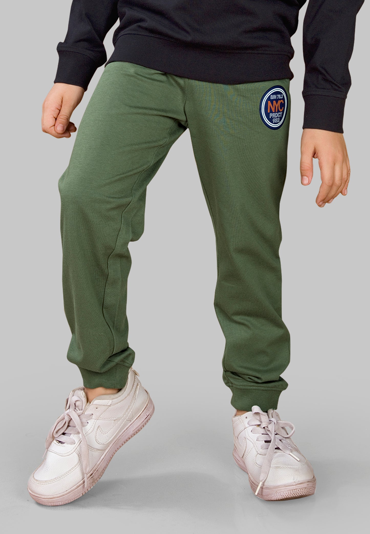 Tresnova Cotton Knit Full Sleeves Antimicrobial Finish Space Printed Jogger Track Pants ( Pack of 2)- Navy Blue, Olive Green