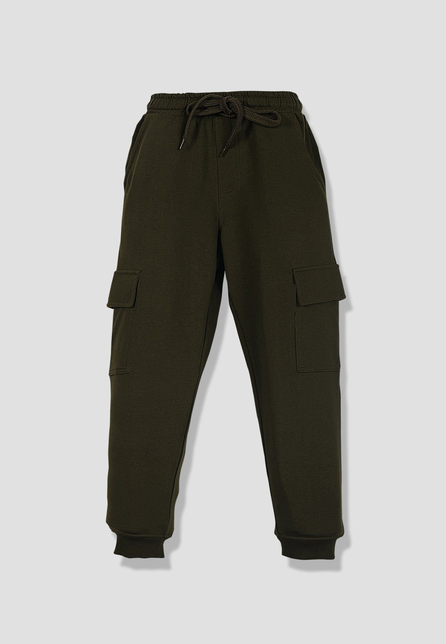 Tresnova Cotton Knit Full Sleeves Antimicrobial Finish Cargo Jogger Track Pant -Olivegreen
