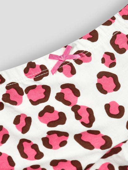 Girls’ Soft Leopard Print Cotton Lycra Boxer Briefs/Panties | Kids Underwear with Anti-Microbial Finish & Smart Waistband Technology - Pack of 3