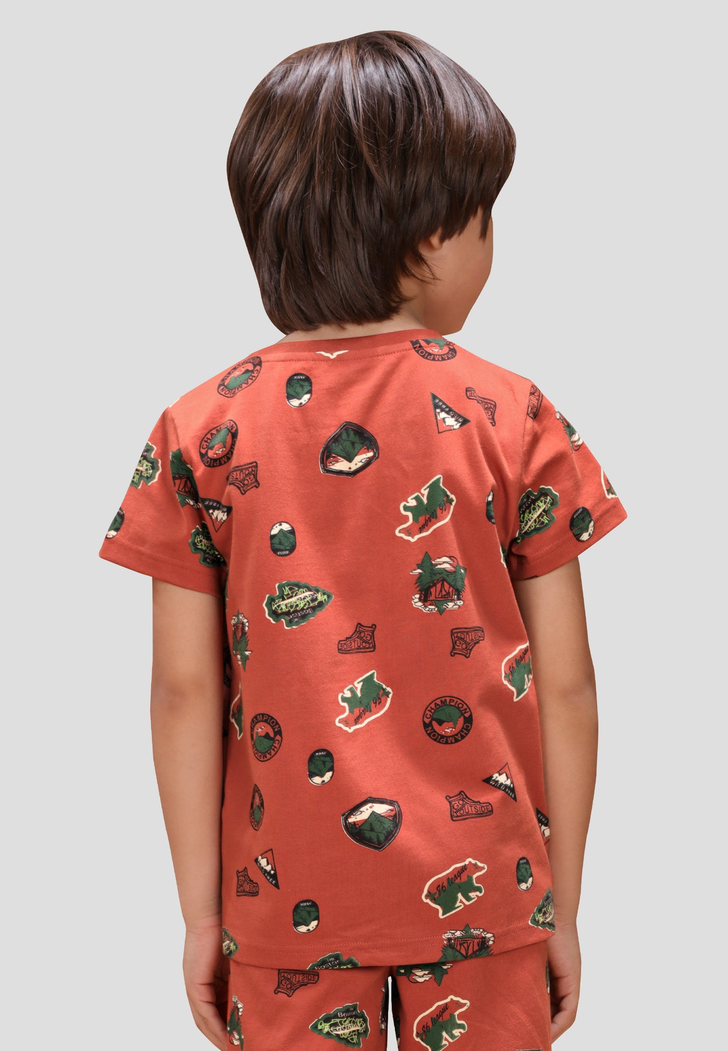 Boys' Jungle Print Nightwear Set/Nightsuit – Soft, Anti-Microbial Cotton Co-ords | Pyjama Shorts Set for Kids