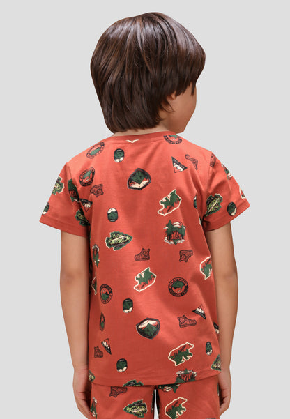 Boys' Jungle Print Nightwear Set/Nightsuit – Soft, Anti-Microbial Cotton Co-ords | Pyjama Shorts Set for Kids
