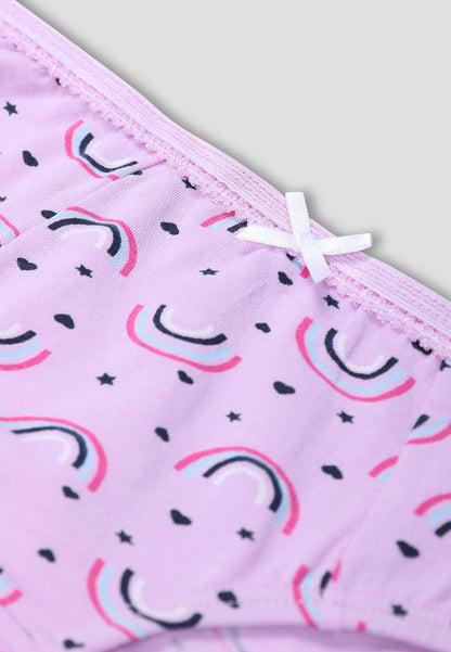 TRESNOVA Cotton Lycra Anti-microbial Finish & Smart Waistband Technology Floral Printed Soft Panties Pack of 3 -Pink Purple & Offwhite