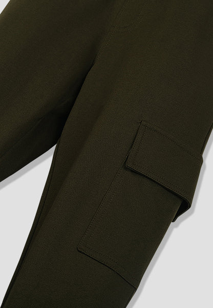 Tresnova Cotton Knit Full Sleeves Antimicrobial Finish Cargo Jogger Track Pant -Olivegreen