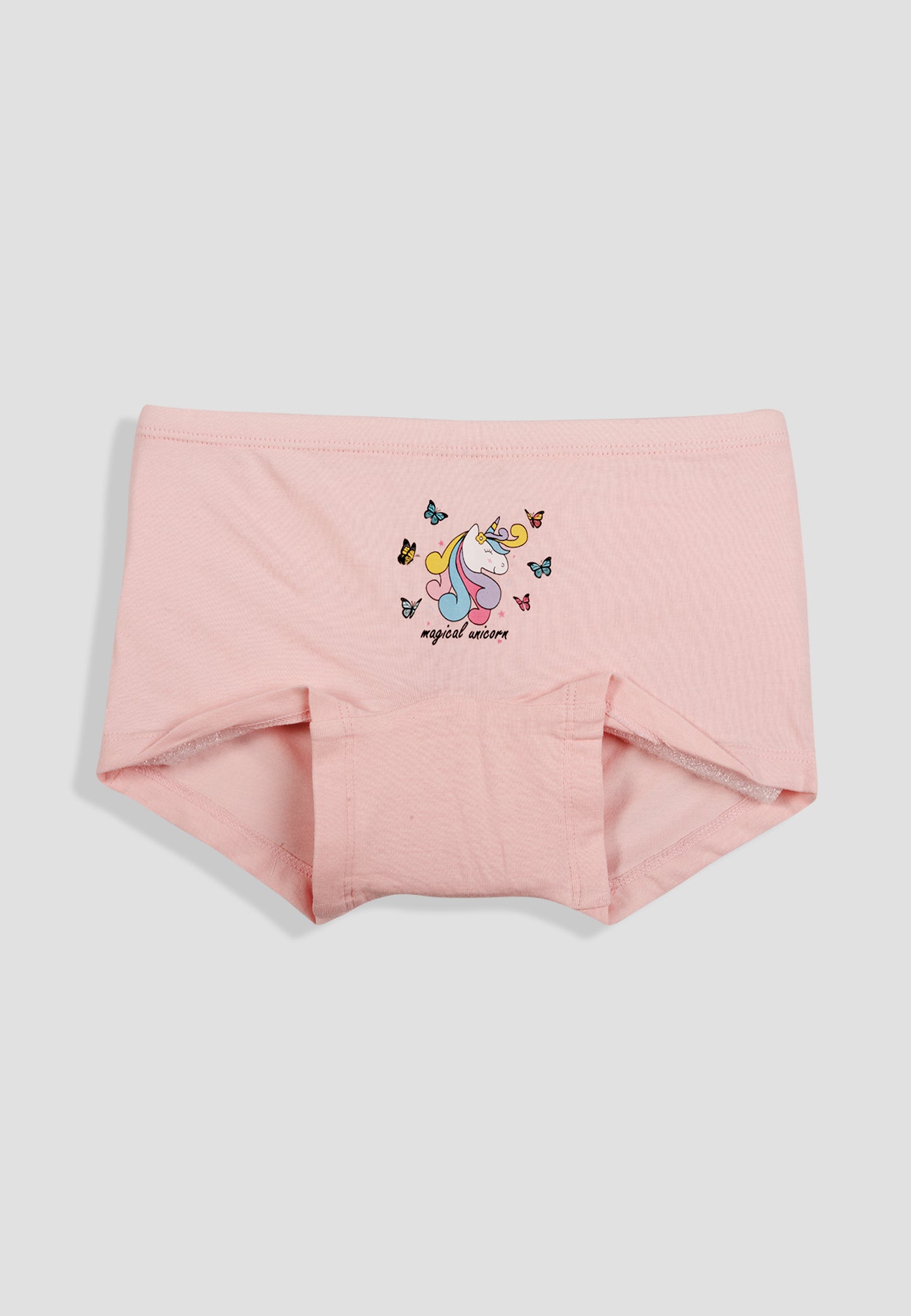 TRESNOVA Cotton Lycra Anti-microbial Finish & Smart Waistband Technology Unicorn Printed Soft Boxer Panties Pack of 3 -Yellow Pink & Navyblue