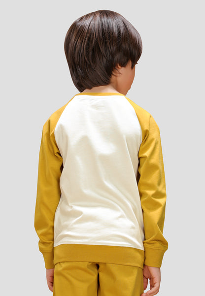Tresnova Cotton Knit Full Sleeves Antimicrobial Finish Dinosaur Printed Coordinating T-shirt And Joggers Set-Off White