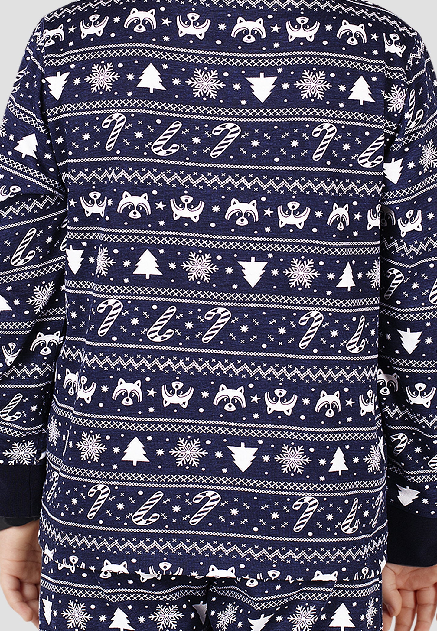 Tresnova Cotton Knit Full Sleeves Antimicrobial Finish Animal Printed Coordinating T-shirt And Joggers Set-Navyblue