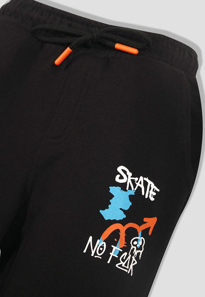 Tresnova Cotton Knit Full Sleeves Antimicrobial Finish Graffiti Printed Jogger Track Pant -Black
