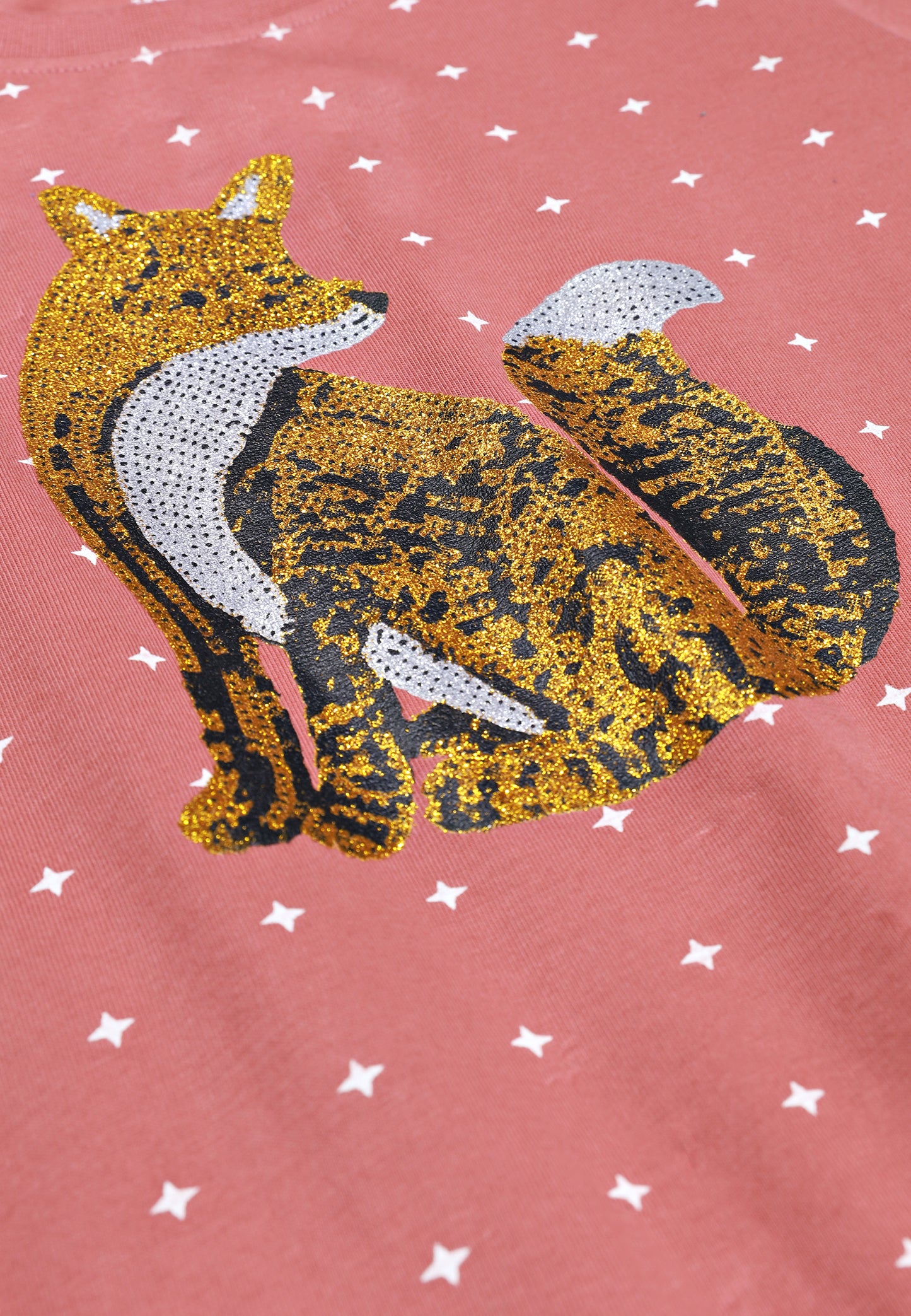 Tresnova Cotton Knit Full Sleeves Antimicrobial Finish Fox Printed Coordinating T-shirt And Joggers Set-Salmon Pink