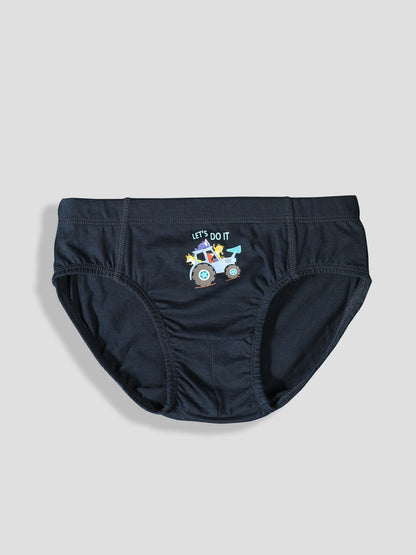 Boys’ Soft Rocket Print Cotton Briefs | Kids Underwear with Anti-Microbial Finish & Smart Waistband Technology - Pack of 3