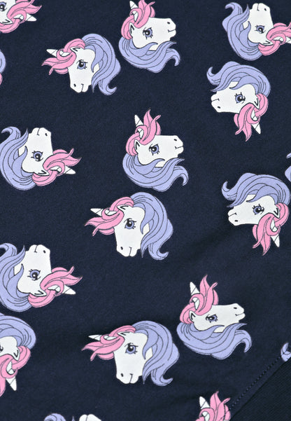 Tresnova Cotton Knit Full Sleeves Antimicrobial Finish Unicorn Printed Coordinating T-shirt And Joggers Set-Navy Blue