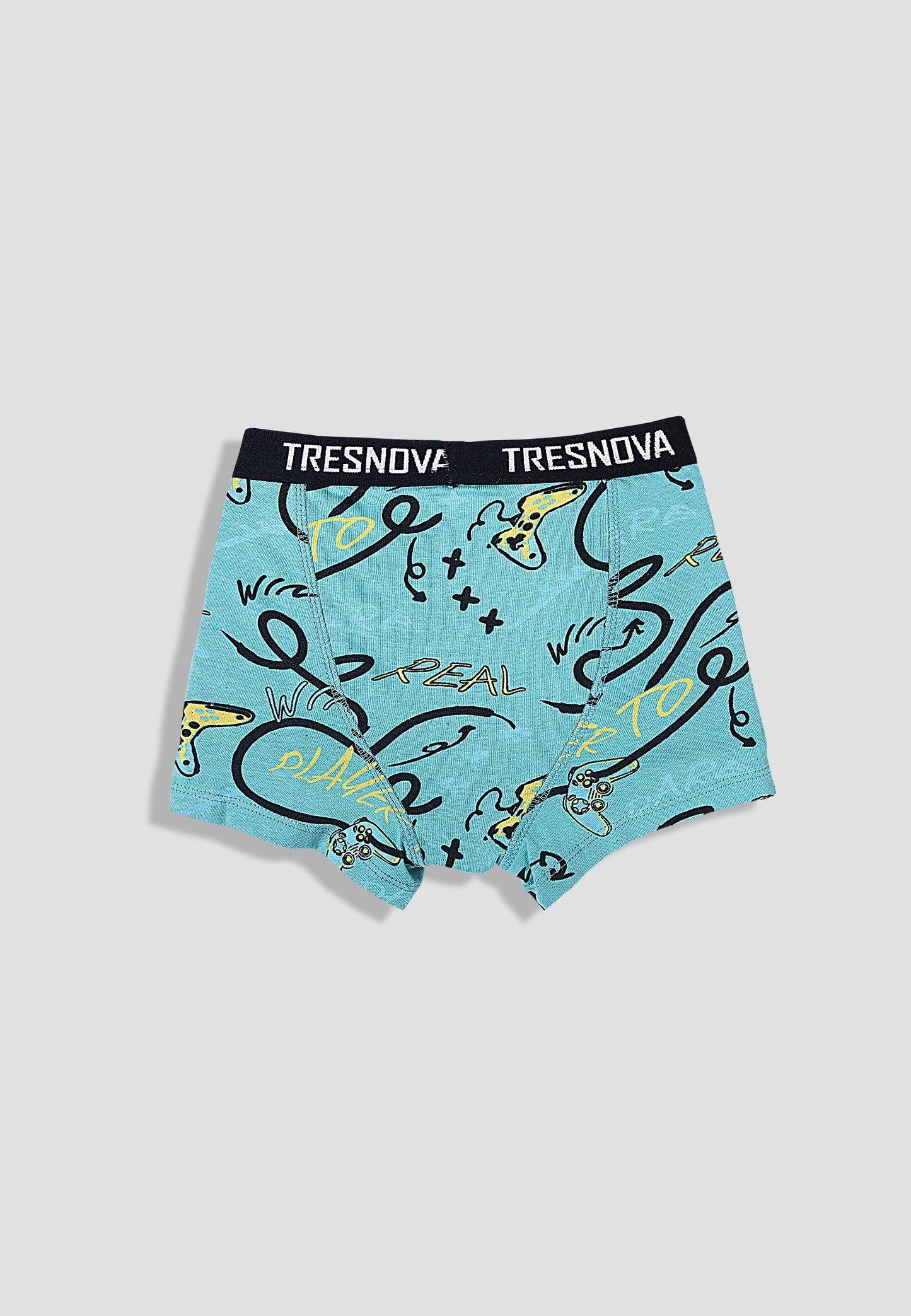 TRESNOVA Cotton Anti-microbial Finish & Smart Waistband Technology Newyork Printed Soft Boxer Briefs Pack of 3 -Yellow camoflague & Tealblue