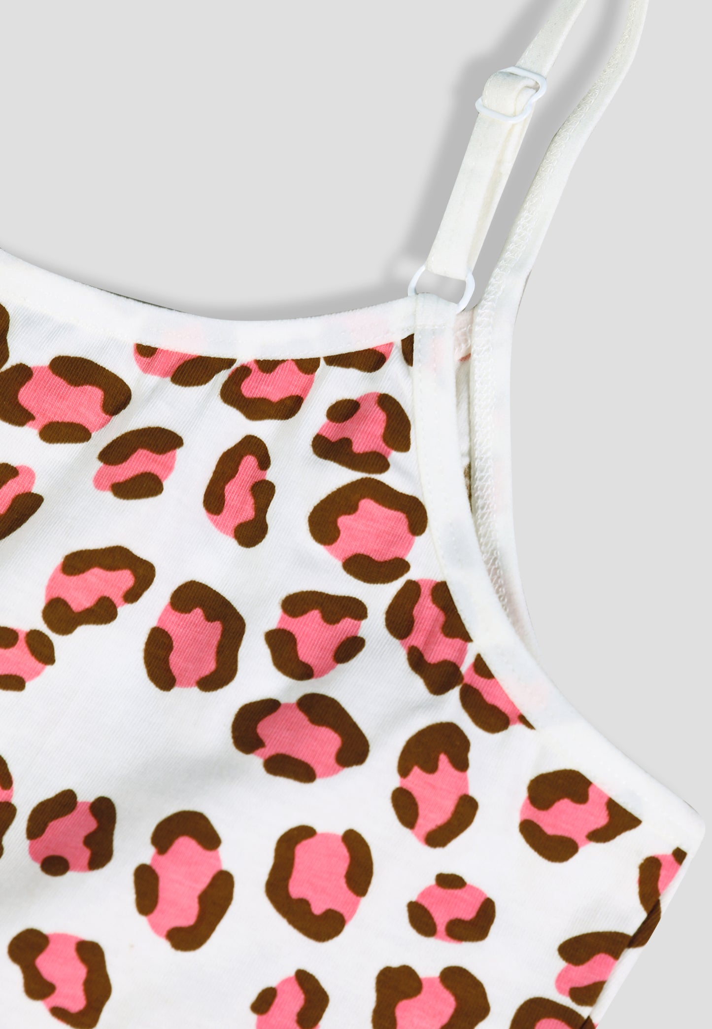 Girls Leopard Print Camisoles/Vest Top – Soft, Anti-Microbial Cotton Lycra Underwear for Kids - Pack-of-3