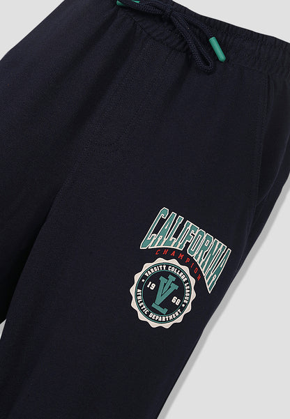 Tresnova Cotton Knit Full Sleeves Antimicrobial Finish Athletic Printed Jogger Track Pant -Navyblue
