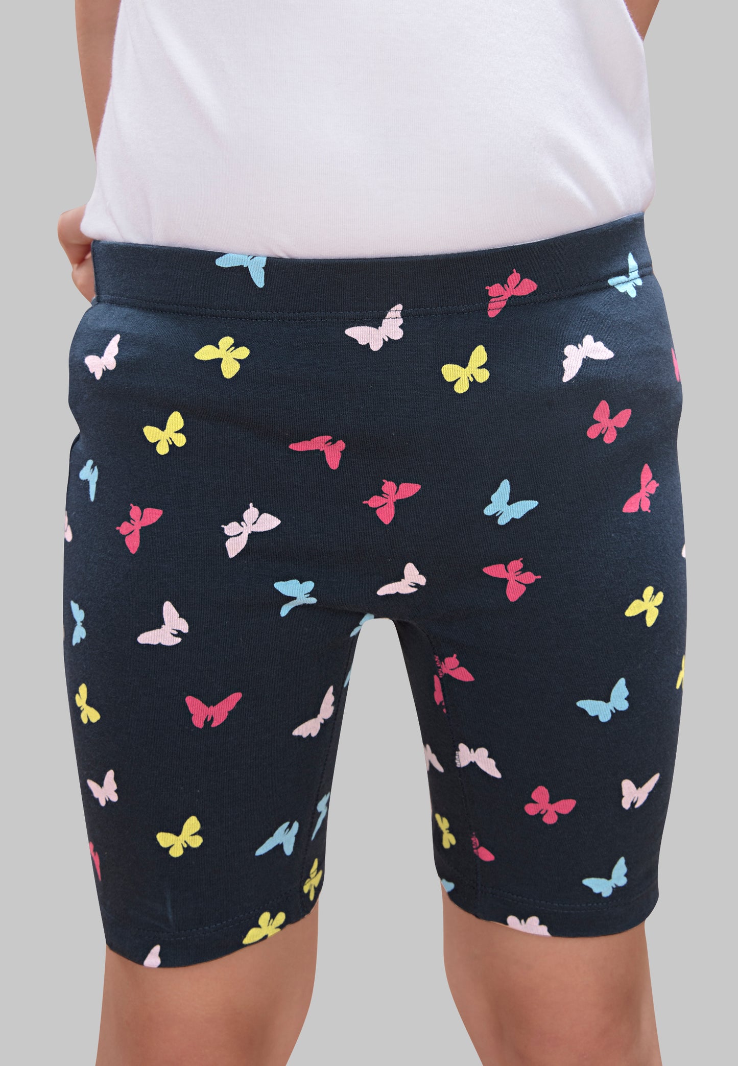 Girls Butterfly Cycling Shorts - | Soft, Anti-Microbial & & Smart Waistband Technology - Cotton Lycra | Girls' Inner Shorts, Athletic & Biker Shorts for Kids - Pack of 3